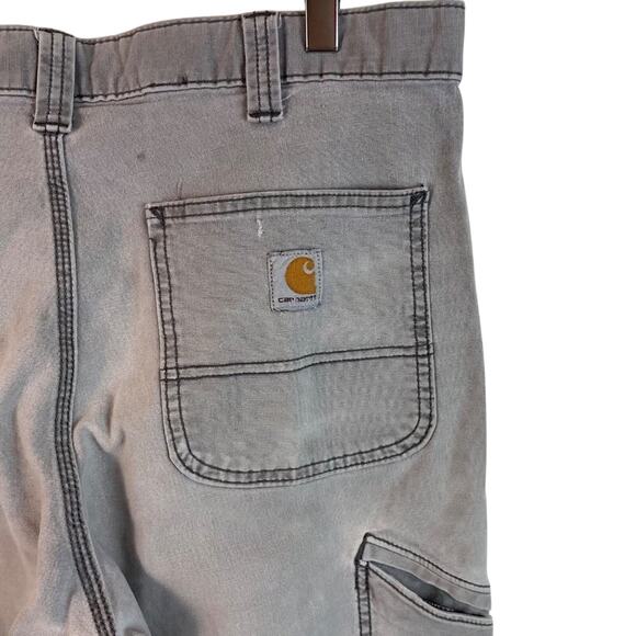 Carhartt Gray Relaxed Fit Distressed Stained Jeans Size 34 - Picture 11 of 11